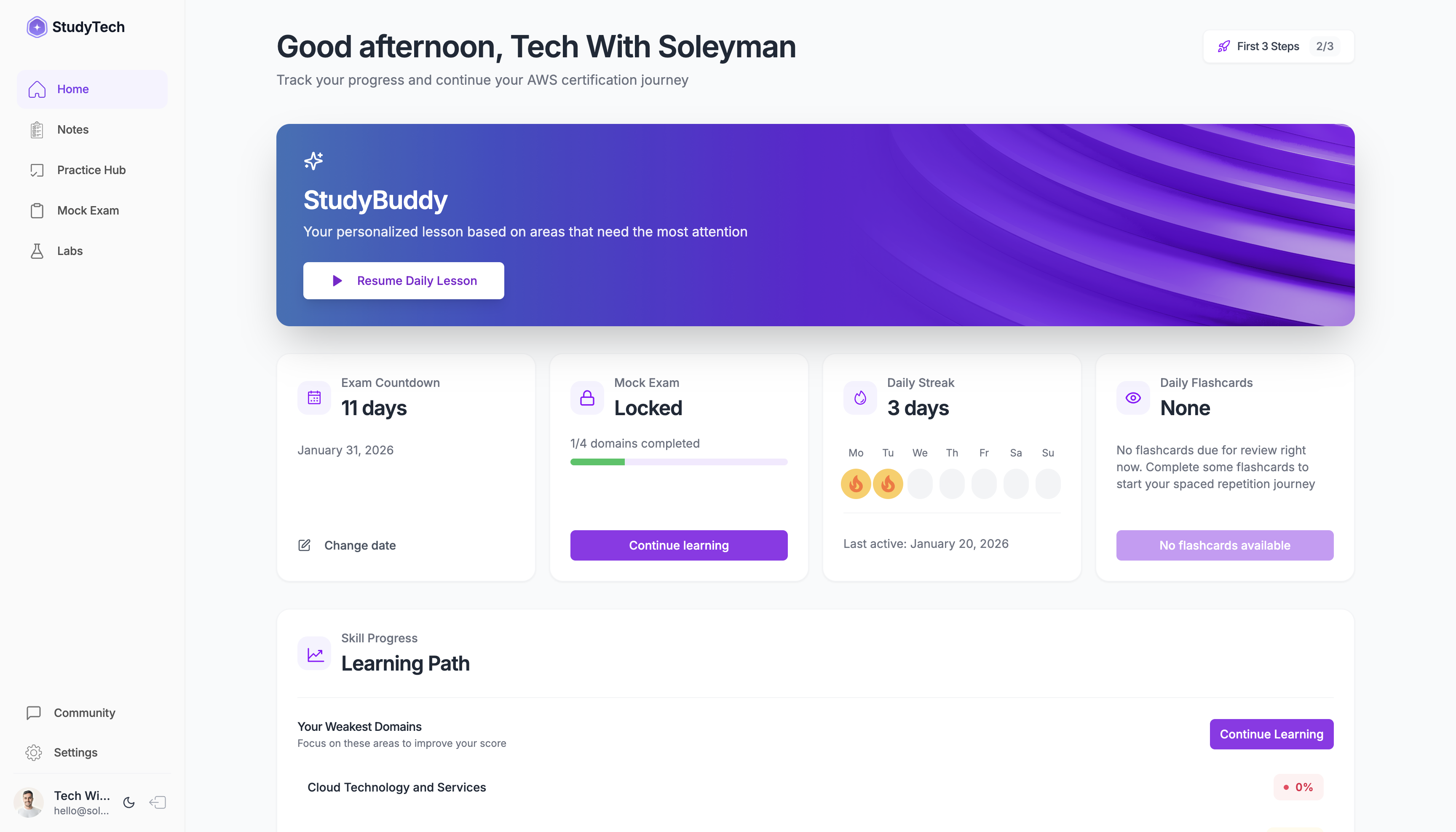 StudyTech Dashboard Preview